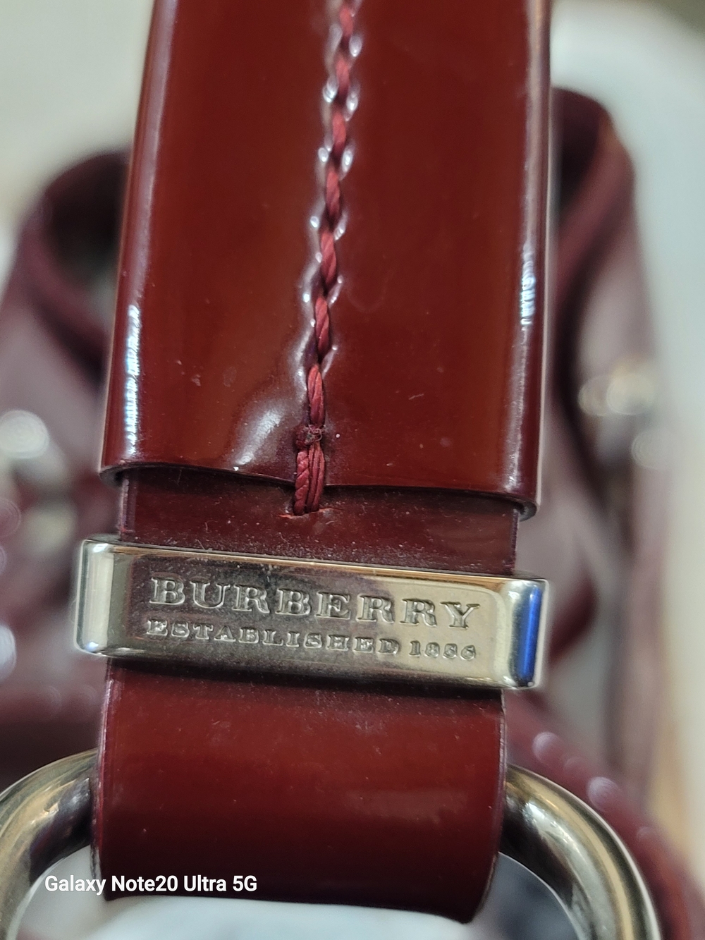Burberry Burgundy Shoulder Bag with Silver Hardware
